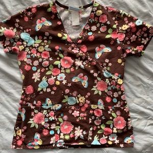Floral scrub top